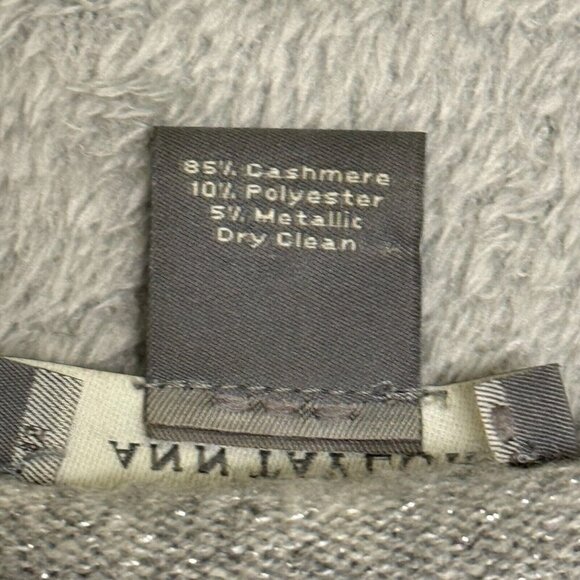 Ann Taylor Cashmere Blend Faux Wrap Sweater Gray Metallic – Size SP - Picture 7 of 9